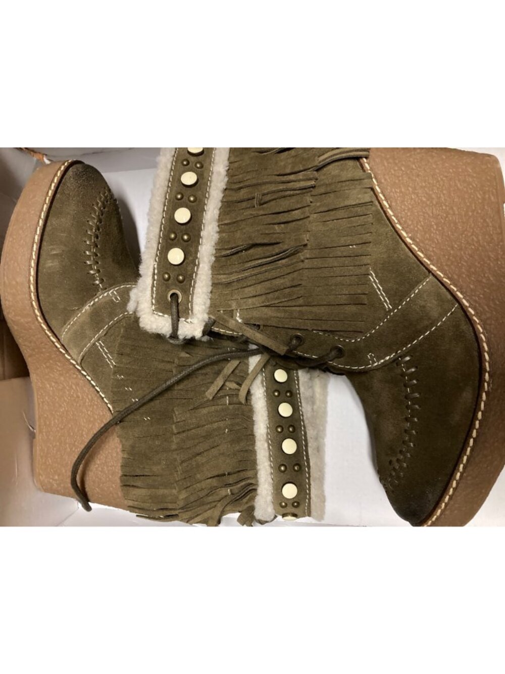 Sam Edelman Women's Suede  Boot Bootie Size 8 US Moss Green New In Box - Picture 2 of 6